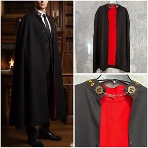 Vintage Knights Of Columbus Ceremonial Cape Cloak Black/Red The English Company